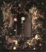 HEEM, Jan Davidsz. de Eucharist in Fruit Wreath sg oil on canvas